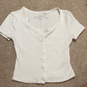 White Button Up Crop Top